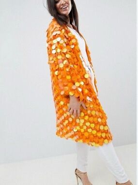 NY Knicks 🧡🧡💙💙 ASOS Sequin Kimono Coat Size 10/M